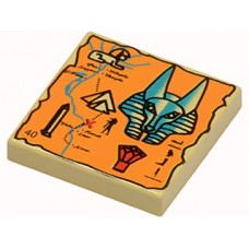 Part 3068px19 Tile 2 x 2 with Map Orange and Hieroglyphs, 40 Pattern